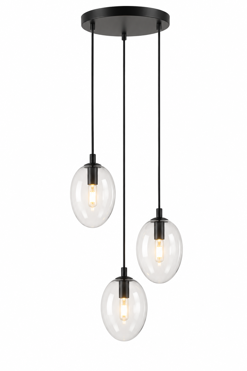 3-lichts glazen hanglamp
